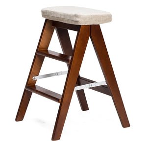 Modern Foldable Wooden Ladder Stool Bench 3 Step