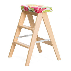 Modern Foldable Wooden Ladder Stool Bench 3 Step