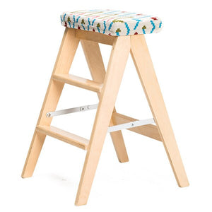 Modern Foldable Wooden Ladder Stool Bench 3 Step