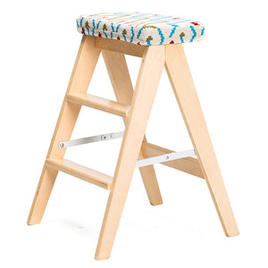 Ladder High Stool Wooden Bench Chair Foldable Step