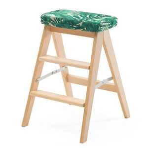 Ladder High Stool Wooden Bench Chair Foldable Step