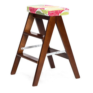 Ladder High Stool Wooden Bench Chair Foldable Step