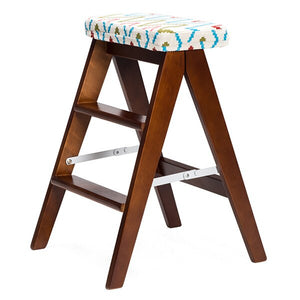 Ladder High Stool Wooden Bench Chair Foldable Step
