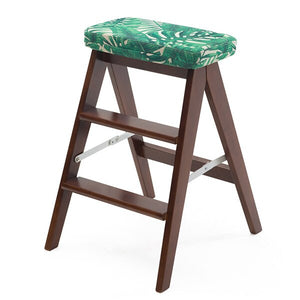 Ladder High Stool Wooden Bench Chair Foldable Step