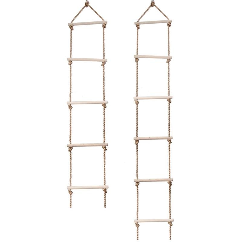 5/6Wooden Rungs Rope Ladder Children Climbing Kids Sport