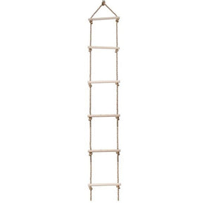 Children Climbing Wooden Rope Ladder